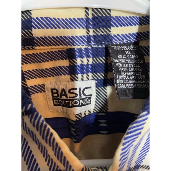 Basic Editions Button Down Cotton Aztec Print Southwestern Pockets Plaid XL - Picture 3 of 4